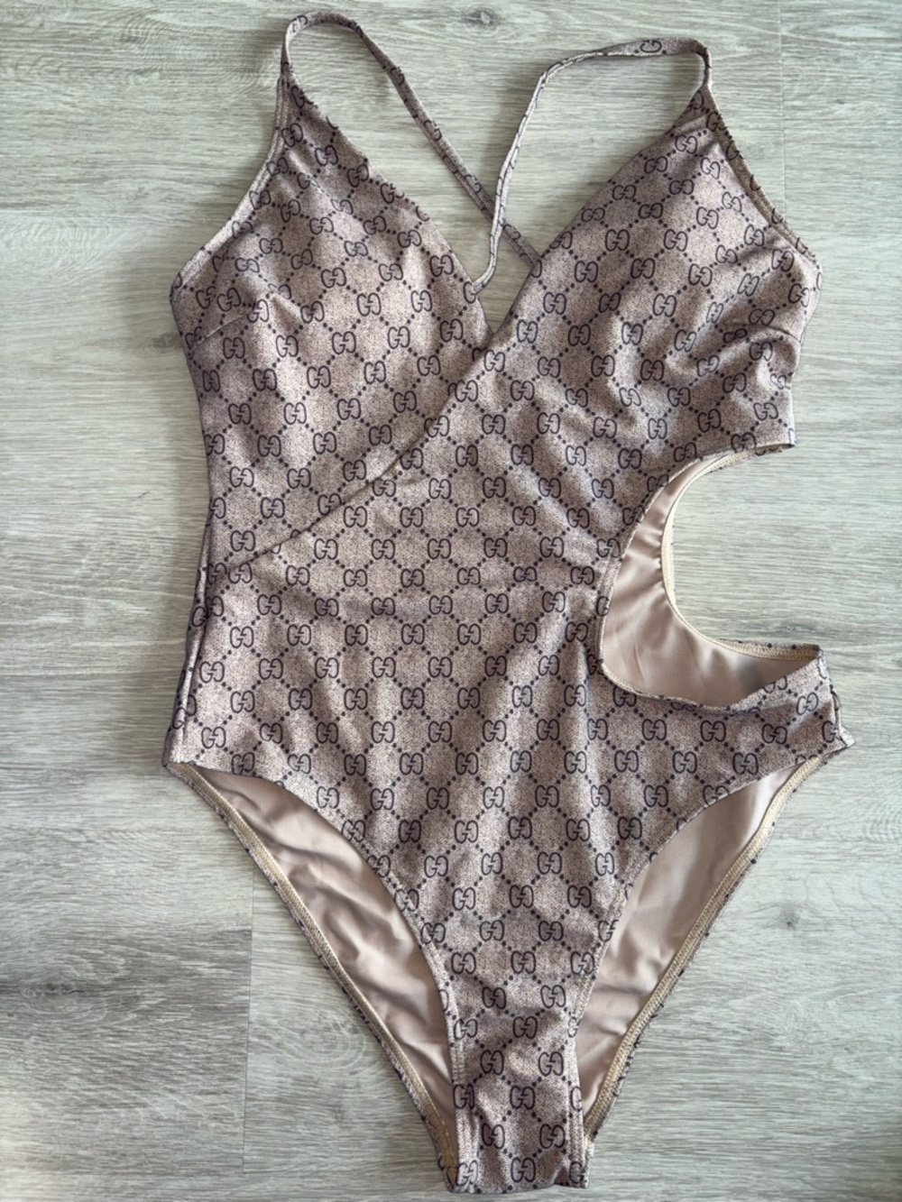 Beige One-Piece Swimsuit